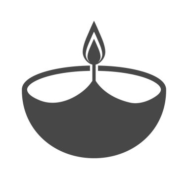 Kara Diya Yağlı Lamba Vektör Simgesi Festival ve Ruhsal Kullanım İçin Alev
