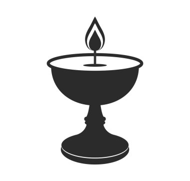 Gamalı haçlı İkiz Diya Vektörü Siyah ve Beyaz Diwali Sembol Silüeti