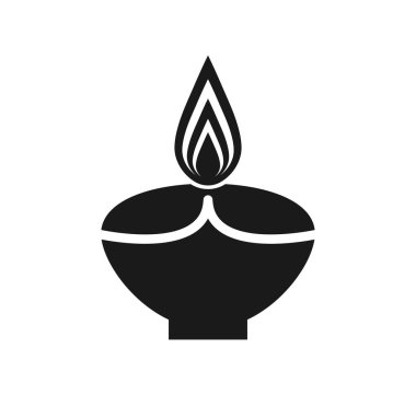 Festival ve Dekorasyon İçin Siyah Diya Lamba Simgesi Vektör Silueti