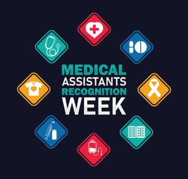 Tıbbi Asistanlar Tanıma Haftası. Sosyal medya iletisi için pankart