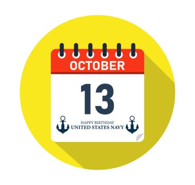 Birleşik Devletler Donanması 13 Ekim Kutlama ve Tarih. Sosyal medya ilanı. Vektör İllüstrasyonu