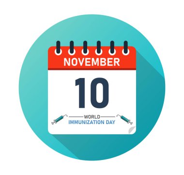 Dünya Bağışıklık Günü 10 Kasım Takvim Grafik Tasarımı. Sosyal medya ilanı. Vektör İllüstrasyonu