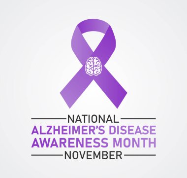 Ulusal Alzheimer Hastalığı Ayın Kasım ayında. Sosyal medya ilanı. Vektör illüstrasyonu