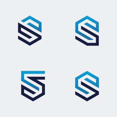 S harfi altıgen geometrik vektör tasarımı