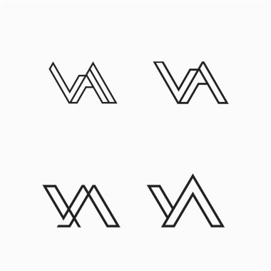 V harfi ve A satırı sanat tarzı logo vektör tasarımı illüstrasyonu