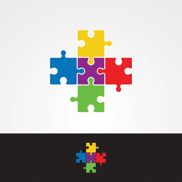 Puzzle Illustration Conception Vectorielle Logo Coloré — Image vectorielle