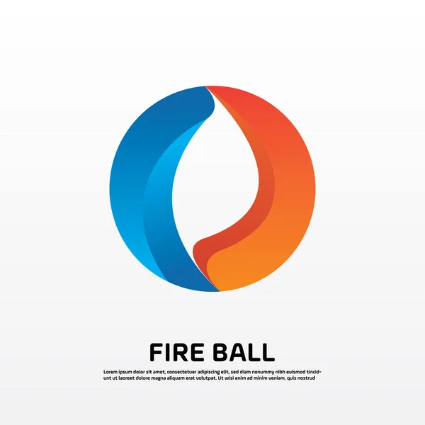 Feuerball Vektor Design Illustration Blau Und Orange Farbverlauf — Stockvektor