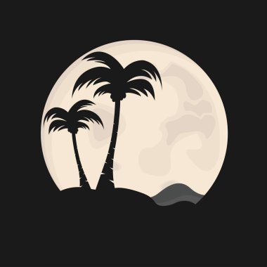 Gece Ay düz tasarım çizimi