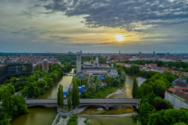 Vista Sobre Munich Por Mañana Temprano Desde Una Vista Ángulo — Foto de Stock