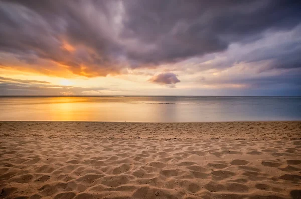 Coucher Soleil Impressionnant Sur Plage Morne Maurice Afrique — Photo