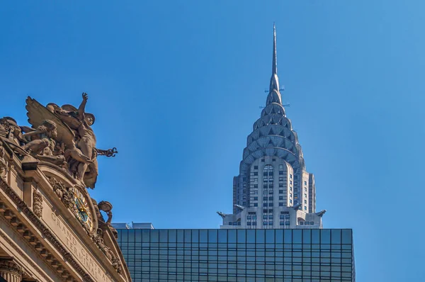 Grand Central Terminal Chrysler Buliding Cielo Blu New York Stati — Foto Stock