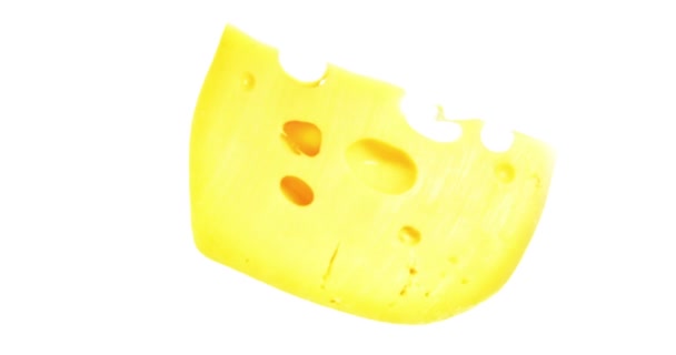 Τυρί Spinning Και Περιστρεφόμενη Απομονώνονται Λευκό Φόντο Που Αιωρούνται Στον — Αρχείο Βίντεο