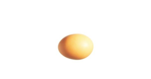 Yumurta Iplik Havada Asılı Beyaz Arka Plan Üzerinde Izole Döndürme — Stok video