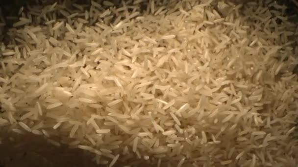Basmati Reis Wird Auf Schwarzem Hintergrund Zeitlupe Die Luft Geschleudert — Stockvideo
