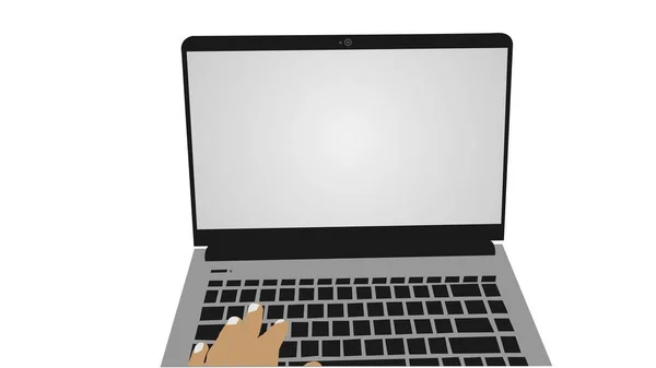 笔记本电脑插图设计中的手指类型 Eps 10病媒 — 图库矢量图片