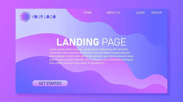 Design Minimalista Landing Page Moderno Gradiente Cores Design Para Site — Vetor de Stock