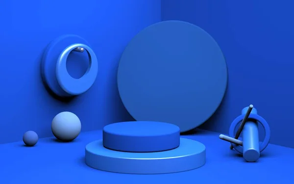 Imagen abstracta de una habitación azul interior maqueta de imagen 3D — Foto de Stock