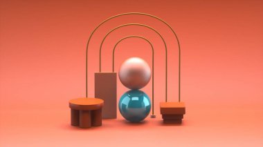 Hala hayatın çok renkli iç odasının 3 boyutlu görüntüsünü özetle