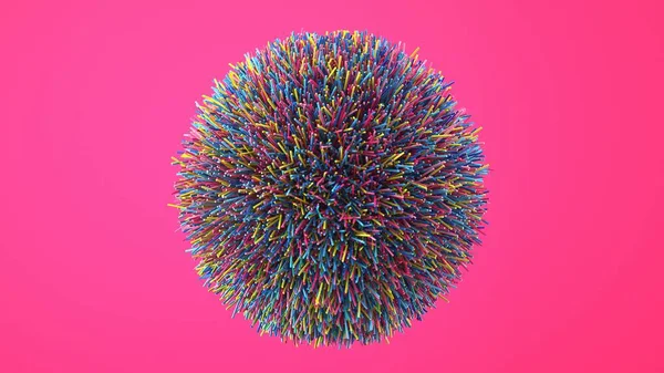 Αφηρημένη εικόνα μιας μπάλας χρωματιστές ίνες 3D εικόνα — Φωτογραφία Αρχείου