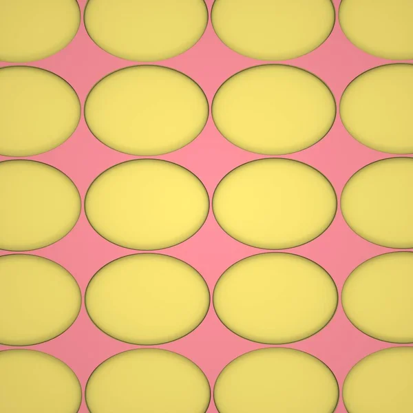 Abstract image of yellow eggs on a pink background 3D image — Stock Photo, Image