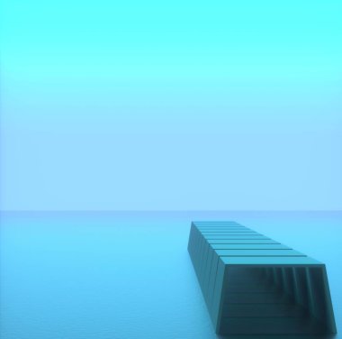 Mavi köprü sürrealizminin soyut görüntüsü 3 boyutlu