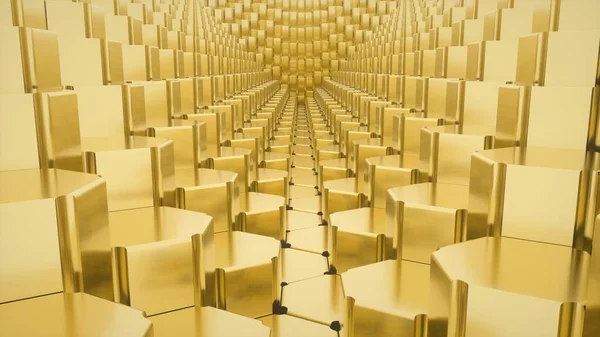 Абстрактное изображение тоннеля из золотых шестиугольников — стоковое фото