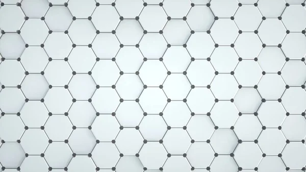 Imagem abstrata de um padrão de hexágonos brancos e malhas pretas imagem 3D — Fotografia de Stock