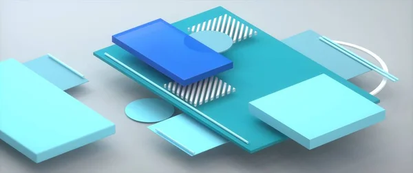 Abstraktes Bild eines Desktops in einem diagonalen 3D-Bild im Büro — Stockfoto
