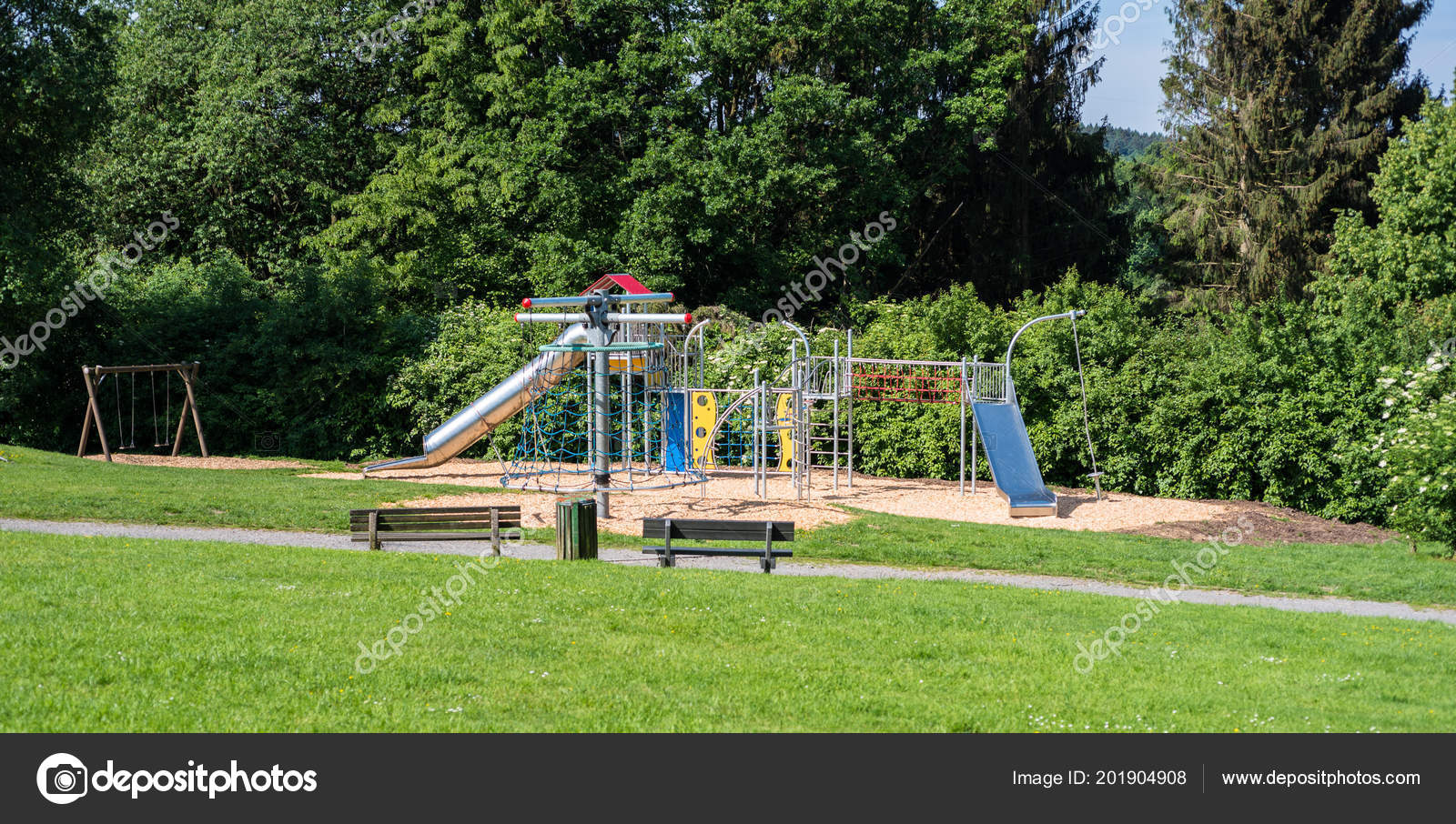 climbing frame with swing