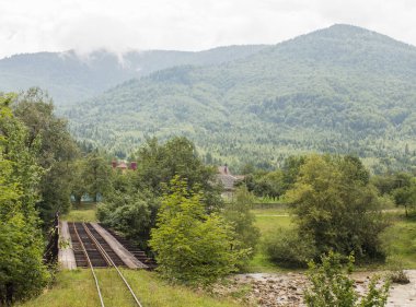Batı Ukrayna 'daki Karpat Dağları' nda dar ölçülü demiryolu.