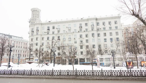 Mosca Russia Casa Viale Tverskoy Inverno — Foto Stock