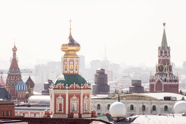 Dreikönigskathedrale Und Kreml Türme Moskau Russland Vie — Stockfoto