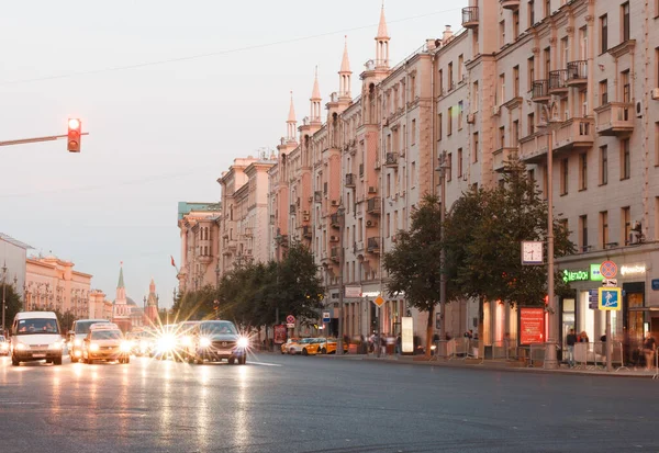 Moskau Russland August 2020 Twerskaja Straße Der Kreml Hintergrund — Stockfoto