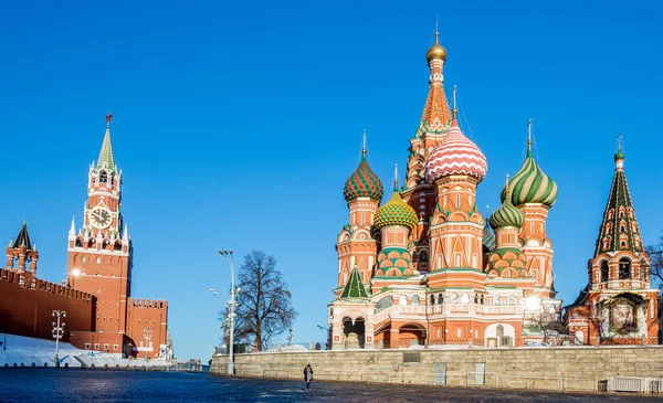 Basilius Kathedrale Und Kremlmauer Moskau Russland — Stockfoto