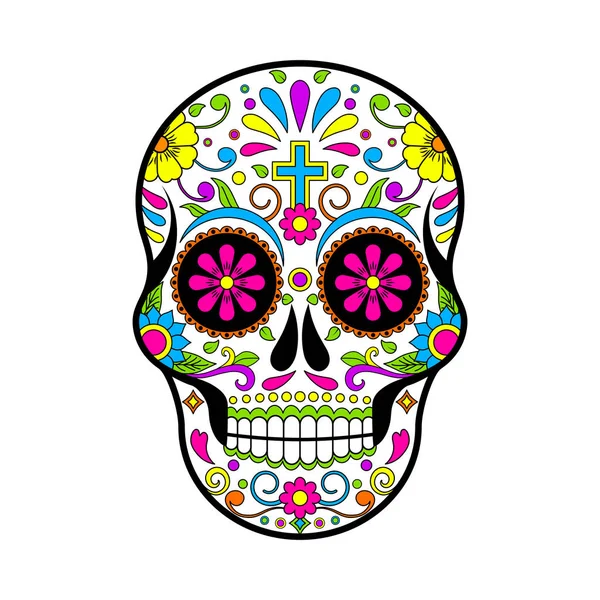 Calaveras Mexicanas Azúcar Día Del Vector Muerto Ilustración Sobre Fondo — Vector de stock