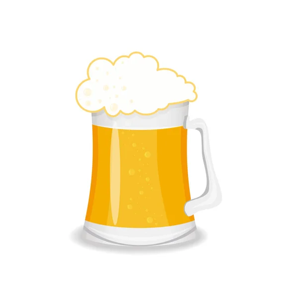 Glass Beer Vector Isolated Illustration White Background — Stock Vector