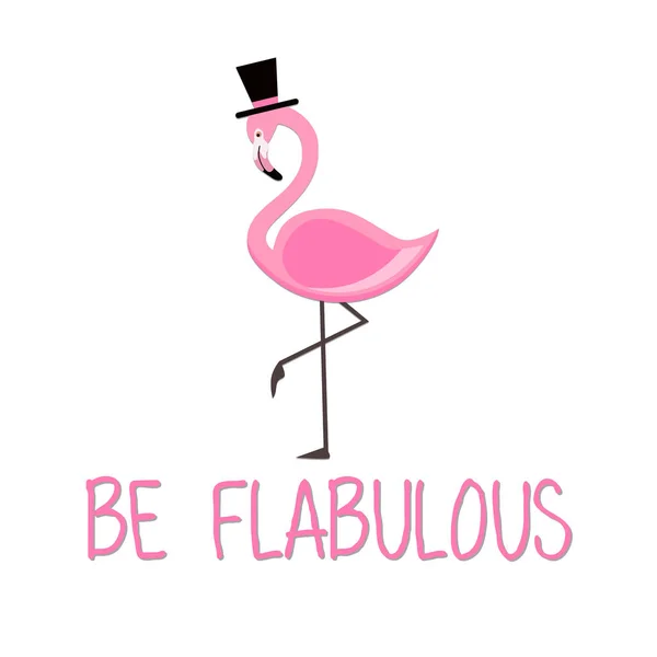 Pembe Flamingo olmak izole resimde beyaz zemin üzerine yazı Flabulous