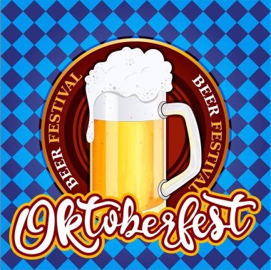 İzole Oktoberfest vektör çizim, bira festivali Almanya, tebrik kartı