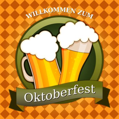 İzole Oktoberfest vektör çizim, Almanya, willkommen zum bira festivali
