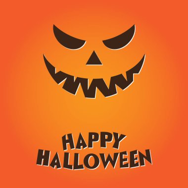 Cadılar Bayramın kutlu olsun turuncu zemin üzerine balkabağı illüstrasyon kahverengi