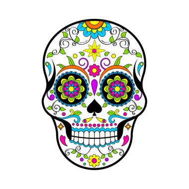 Meksika şeker kafatasları, beyaz arka plan üzerinde ölü vektör çizim günün 