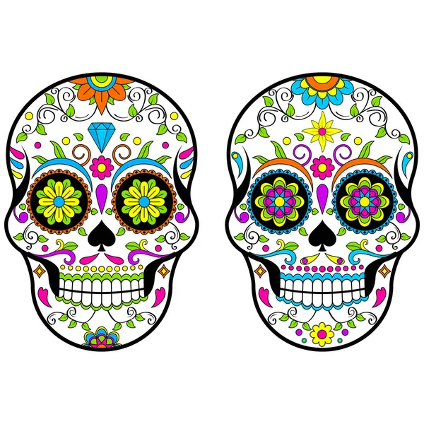 Calaveras Mexicanas Azúcar Día Del Vector Muerto Ilustración Sobre Fondo — Archivo Imágenes Vectoriales