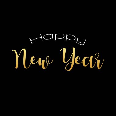 Mutlu yıllar, vektör yazı siyah arka plan üzerine illüstrasyon izole.