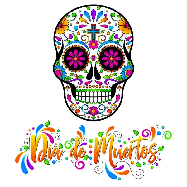 Dia Muertos Crânios Açúcar Mexicanos Dia Vetor Halloween Morto Ilustração — Vetor de Stock