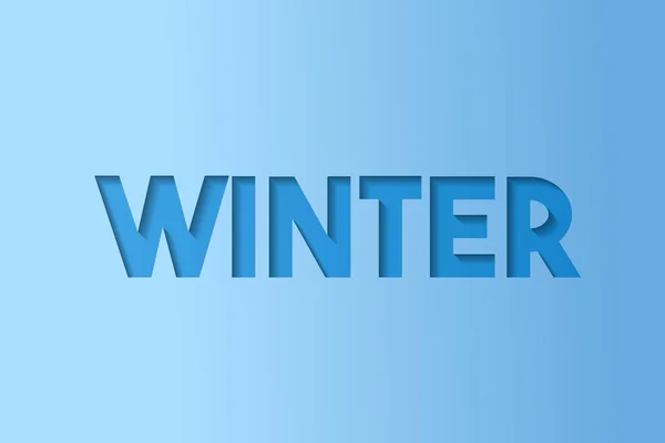 Letras Ilustración Invierno Sobre Fondo Azul Estilo Arte Papel — Vector de stock