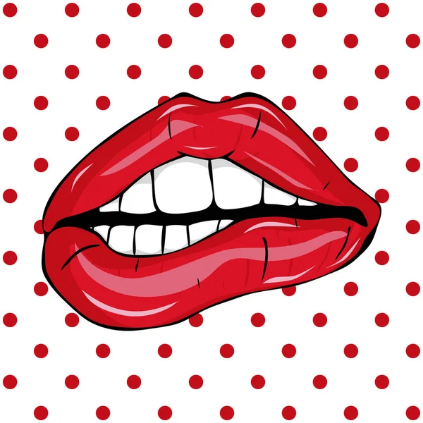 Süße Sexy Pop Art Paar Glänzende Vektor Lippen Offene Sexy — Stockvektor