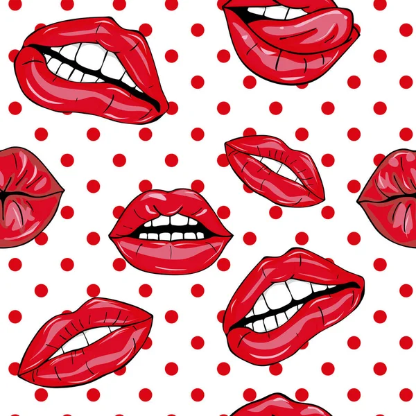 Dulce Arte Pop Sexy Par Brillante Vector Lips Ilustración Abrir — Vector de stock