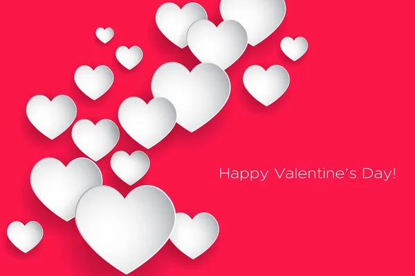 Hyvää Ystävänpäivää Kaunis Sydän Abstrakti Paperitaide Hearts Vaaleanpunaisella Taustalla Ystävänpäiväkortti — vektorikuva