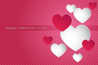 Sevgililer günün kutlu olsun vektör çizim yazı! Güzel kalp! Soyut kağıt sanat pembe bir arka plan üzerinde 3d kalpler. 