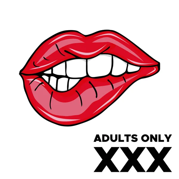 Apenas Adultos Xxx Doce Sexy Pop Art Par Lábios Vetores — Vetor de Stock